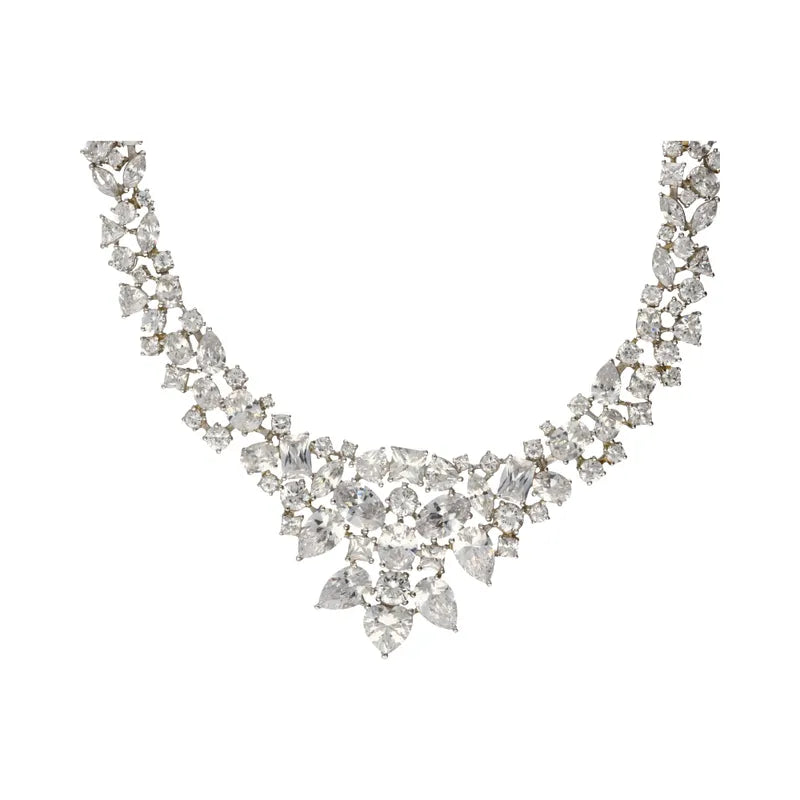 Pre-Owned Sterling Silver CZ Fancy Collarette