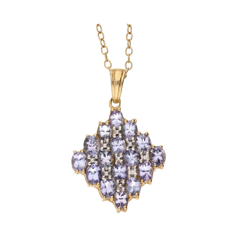 Pre-Owned 9ct Yellow Gold Tanzanite Cluster Pendant 2.65ct