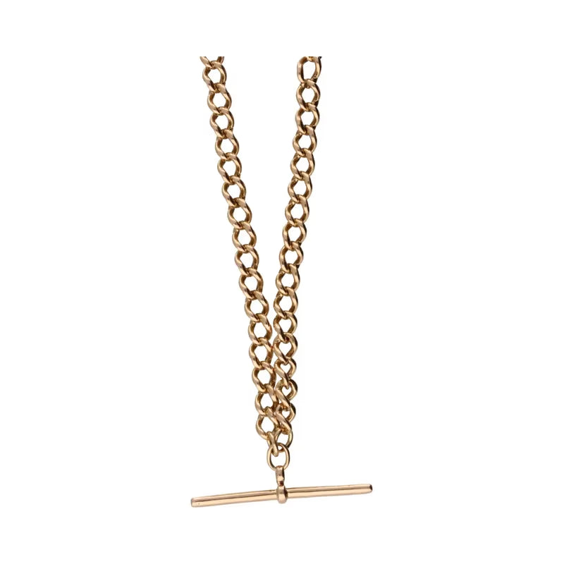 Pre-Owned 9ct Rose Gold Heavy Curb T Bar Chain 22inch 36.47g