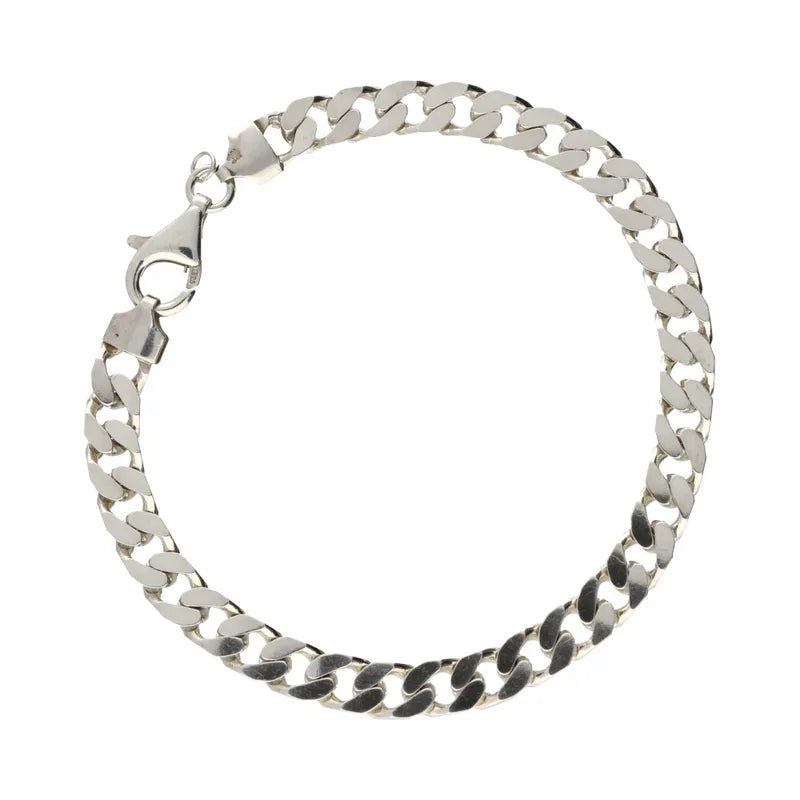Pre-Owned Sterling Silver Heavy Curb Bracelet 22cm