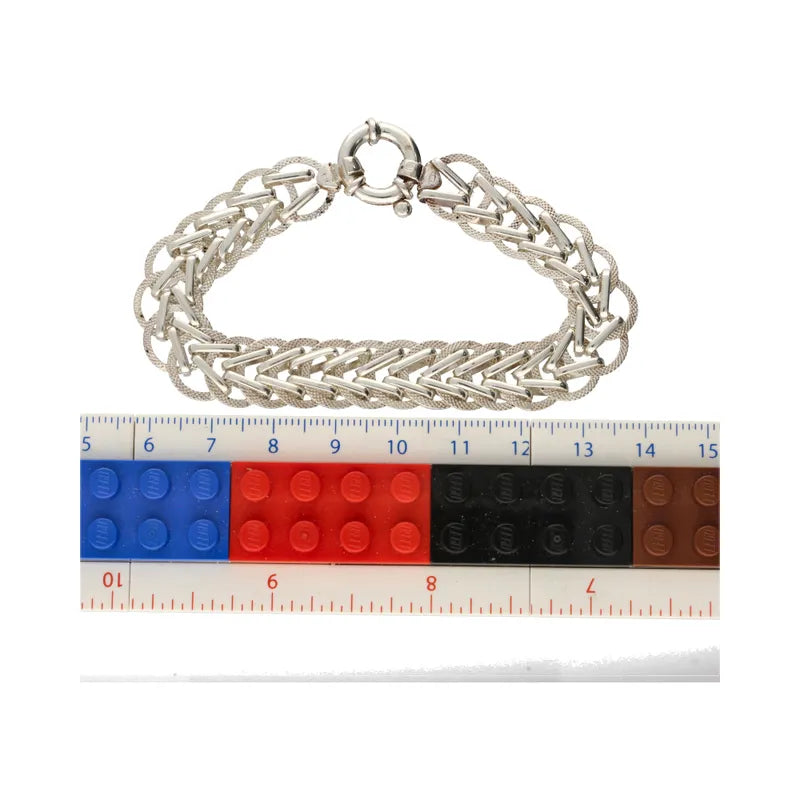 Pre-Owned Sterling Silver Fancy Circle Link Bracelet 19cm