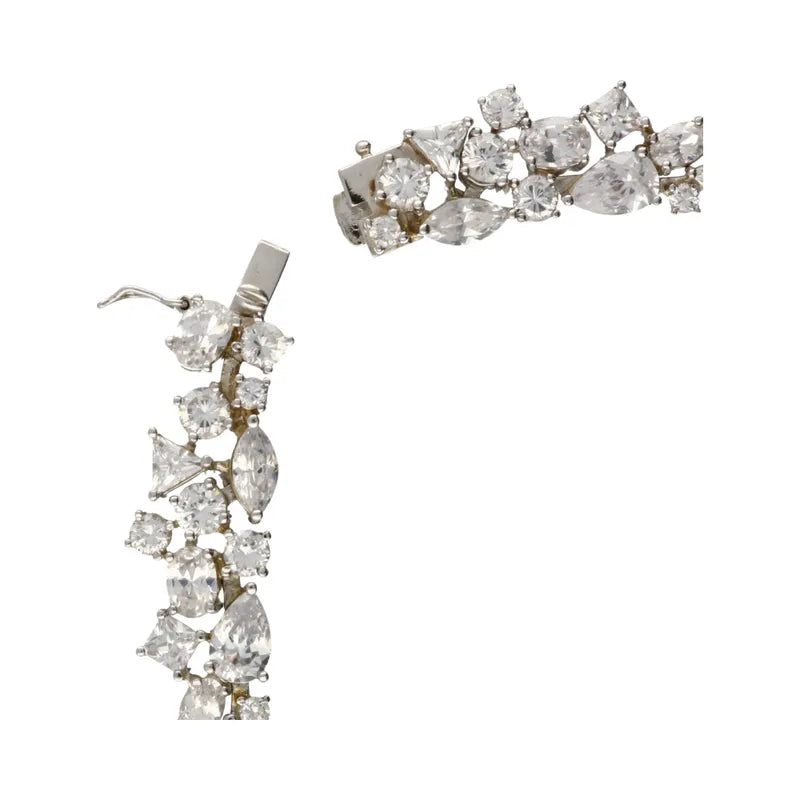 Pre-Owned Sterling Silver CZ Fancy Collarette