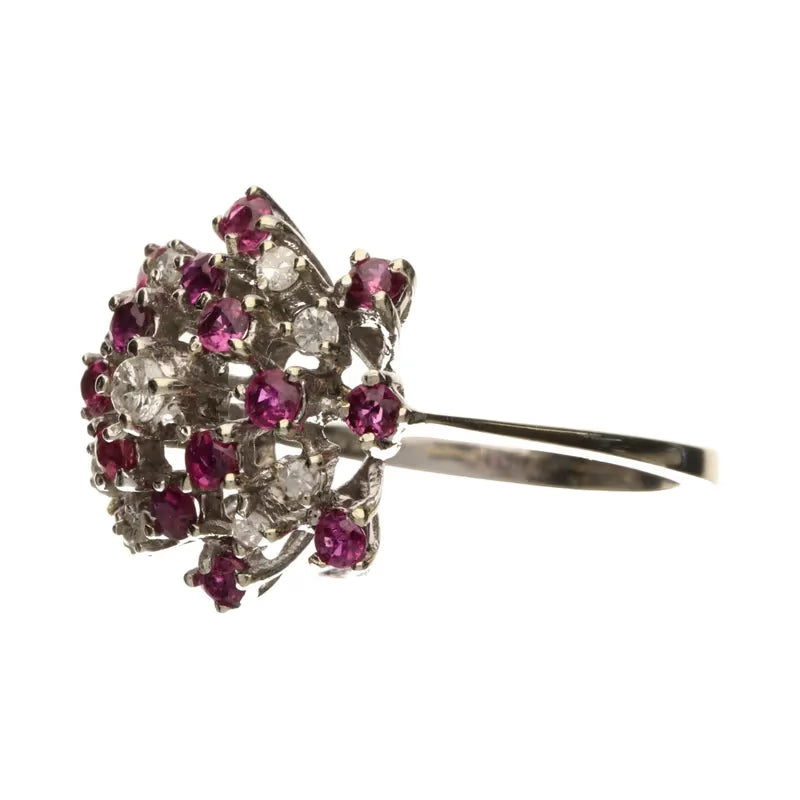 Pre-Owned 18ct White Gold Ruby & Diamond Openset Cluster