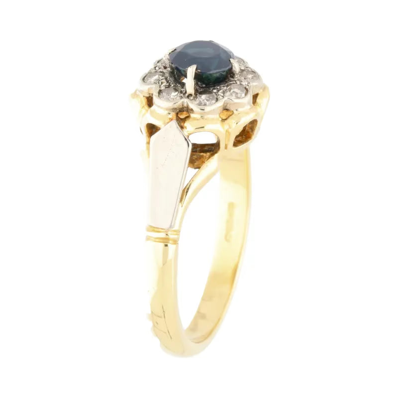 Pre-Owned 18ct Yellow Gold Sapphire & Diamond Floral Ring