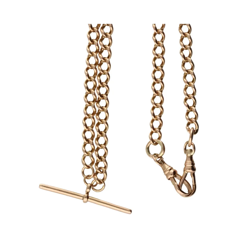 Pre-Owned 9ct Rose Gold Heavy Curb T Bar Chain 22inch 36.47g