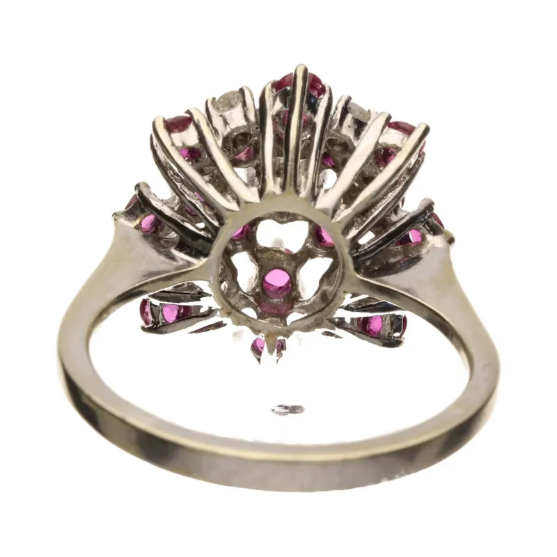 Pre-Owned 18ct White Gold Ruby & Diamond Openset Cluster