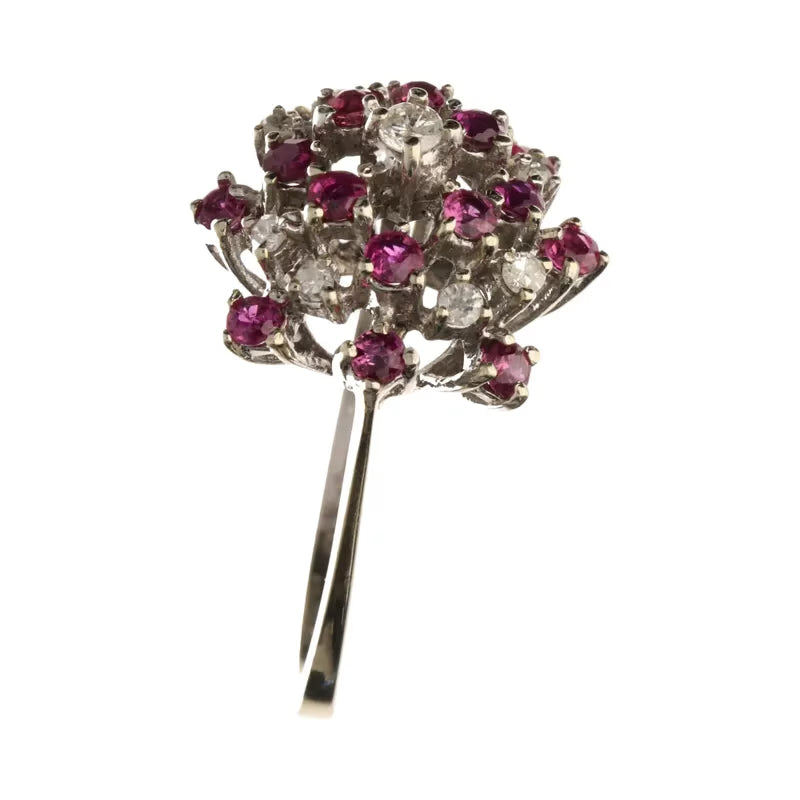 Pre-Owned 18ct White Gold Ruby & Diamond Openset Cluster