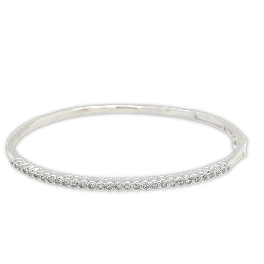 10ct White Gold Diamond Bangle