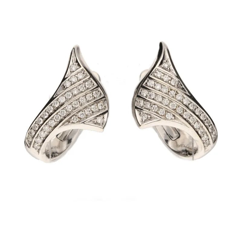 14ct White Gold 0.44ct Diamond Shaped Hoop Earrings266918