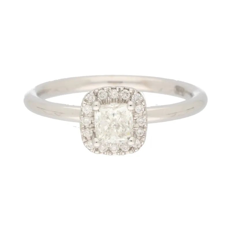18ct White Gold 0.58ct Diamond Halo Ring250708