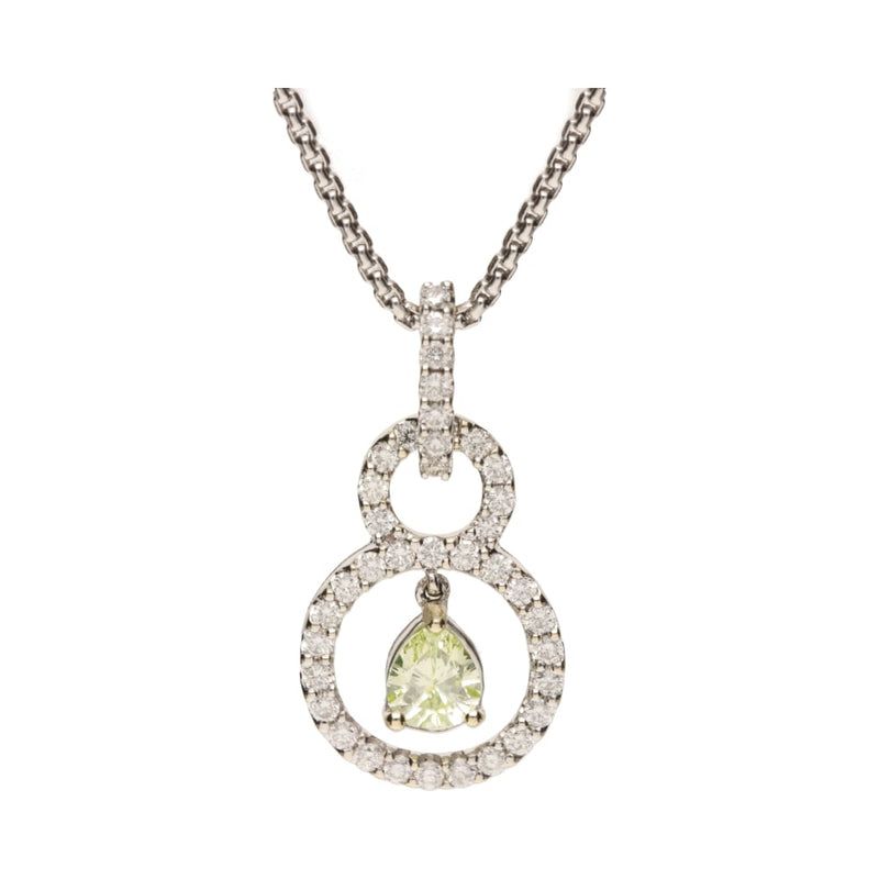 18ct White Gold Natural Lime Pear Diamond Pendant