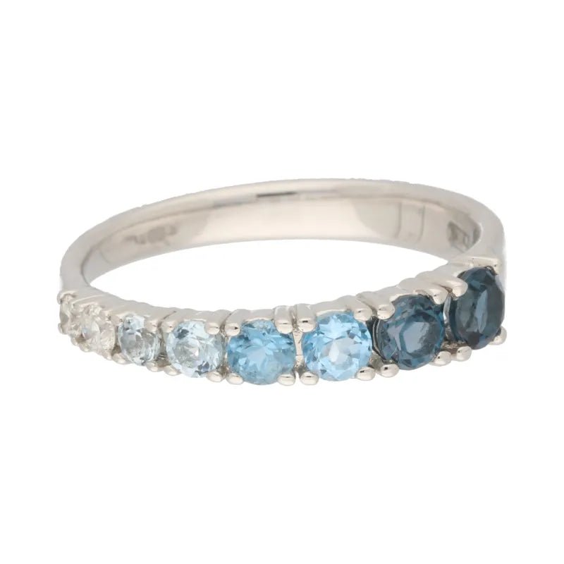 18ct White Gold & Palladium Blue Topaz & Diamond Ring272201