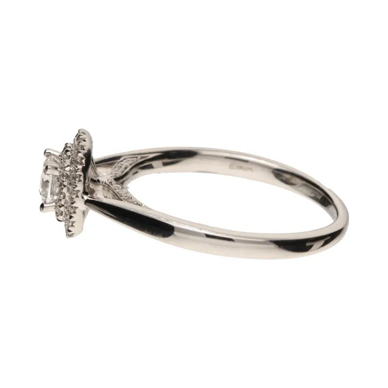 18ct White Gold & Palladium Cushion Cut 0.50ct Diamond Cluster Halo Ring272089