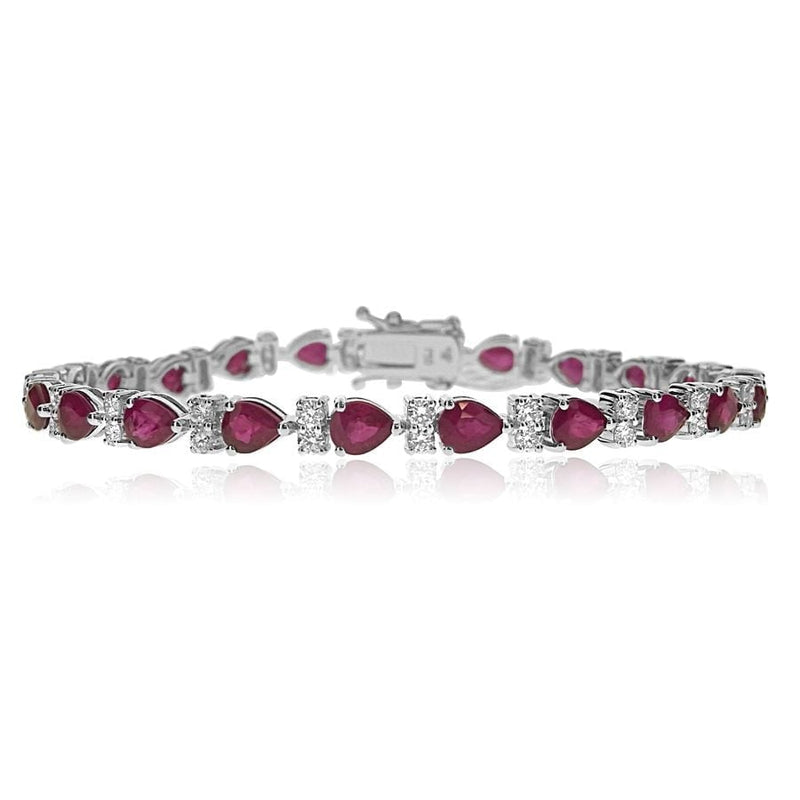18ct White Gold Ruby & Diamond Line Bracelet