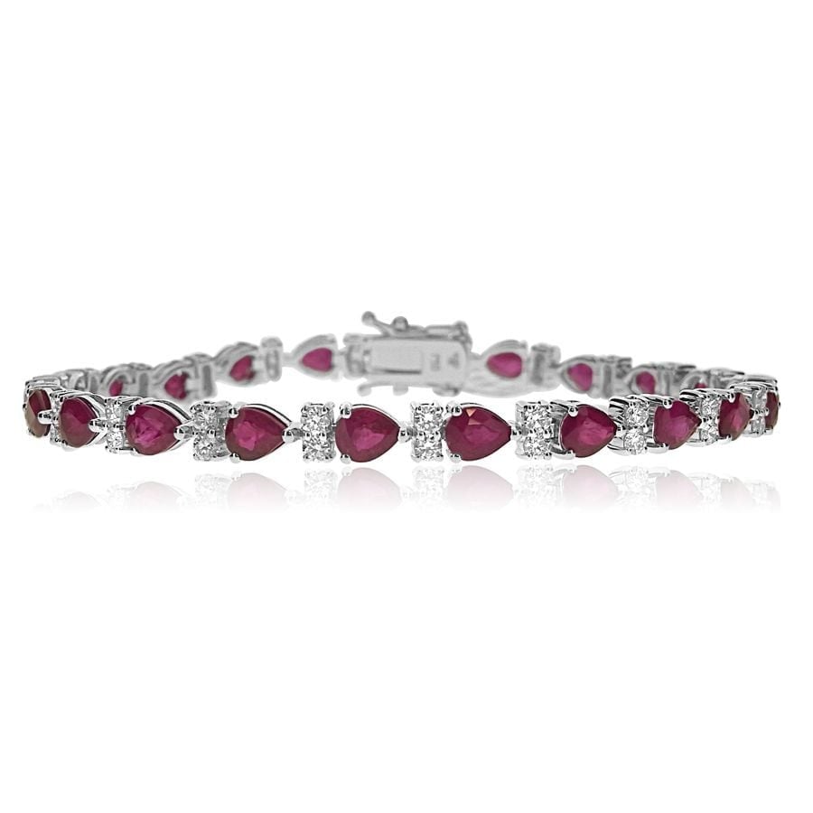 18ct White Gold Ruby & Diamond Line Bracelet