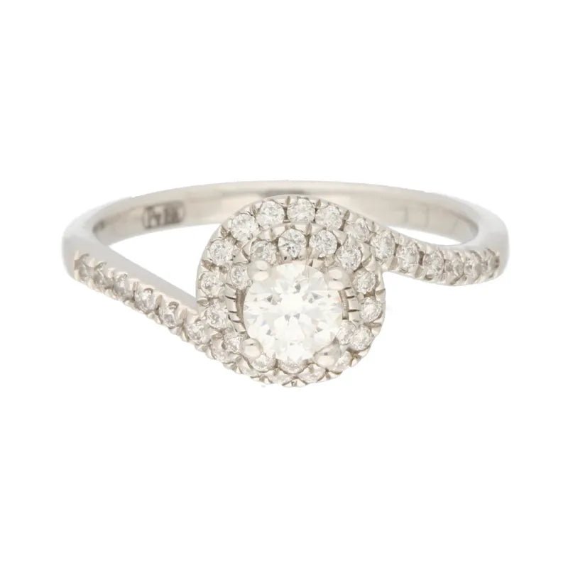 18ct White Gold with Palladium Maple Leaf Diamond Cluster Swirl Ring 0.62ct254616