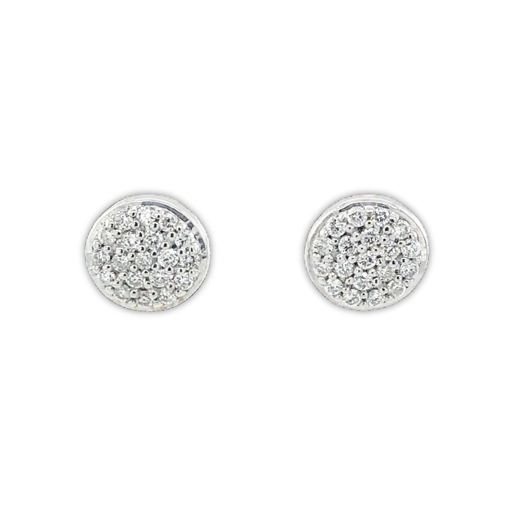 18ct White Gold with Palladium Round Diamond Stud Earrings