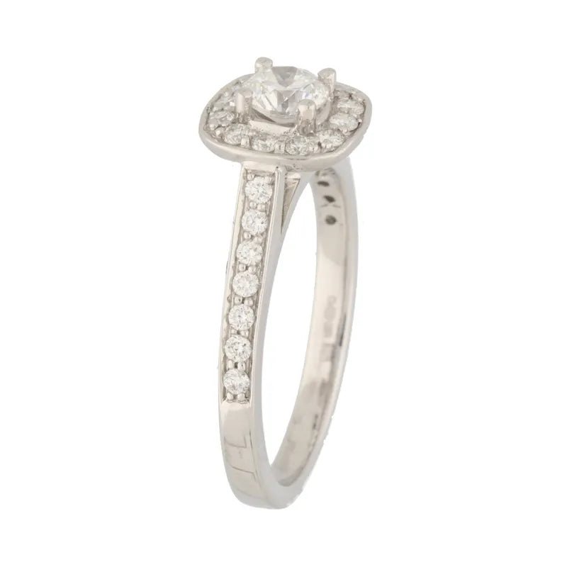 18ct White Gold with Palladium Square Diamond Halo Cluster Ring 0.75ct254528