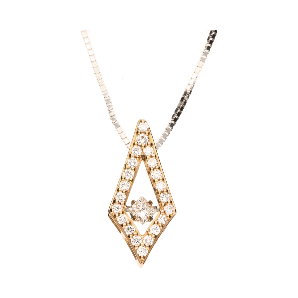 18ct White & Rose Gold Openwork Lab Diamond Pendant