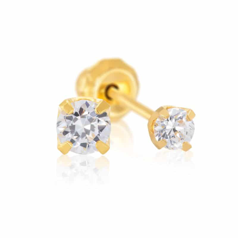18ct Yellow Gold 2mm CZ Stud Earrings
