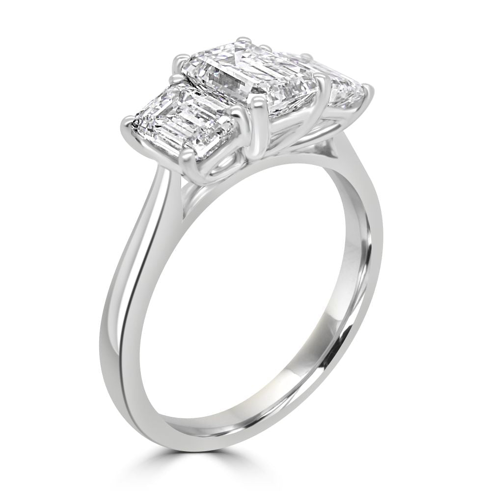 18ct Yellow Gold & Platinum 3 Stone Octagonal Cut Lab Grown Diamond Ring 1.96ctLRN1998
