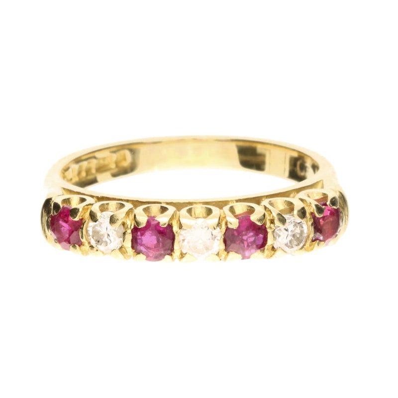 18ct Yellow Gold Ruby & Diamond 7 Stone Eternity Ring273448