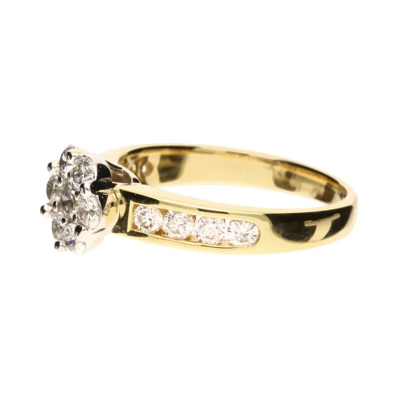 18ct Yellow & White Gold Diamond Flower Cluster Ring254384