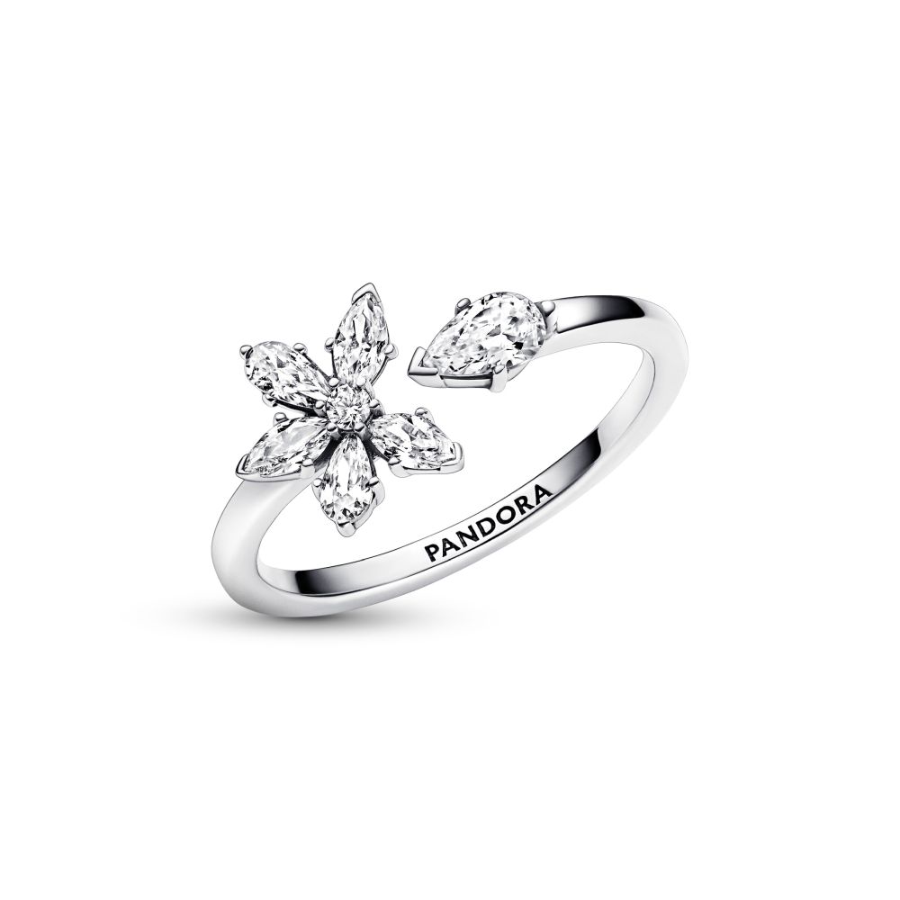 PANDORA Sparkling Herbarium Cluster Open Ring 192611C01
