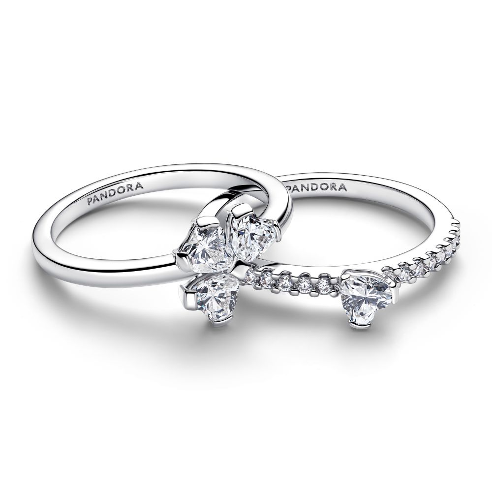 PANDORA Sparkling Lucky Clover Splittable Ring 194507C01