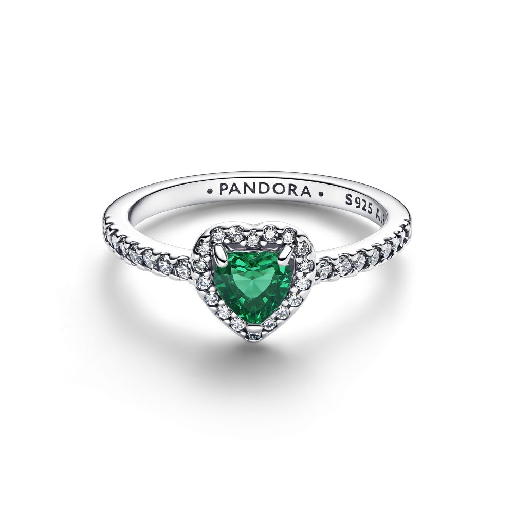 PANDORA Elevated Royal Green Heart Ring 198421C07