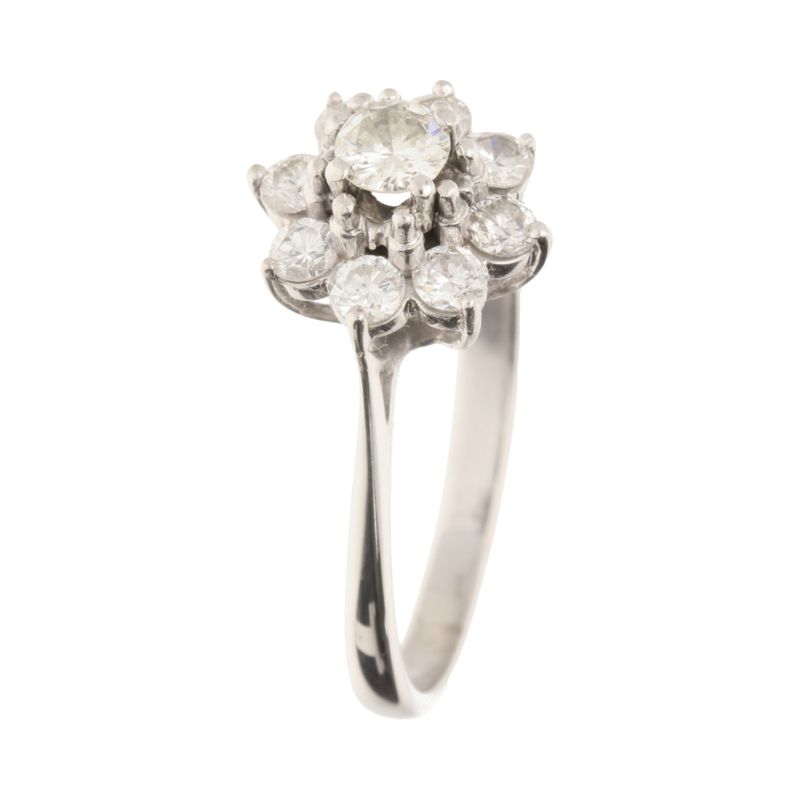 Pre-Owned 18ct White Gold Diamond Flower Cluster Ring