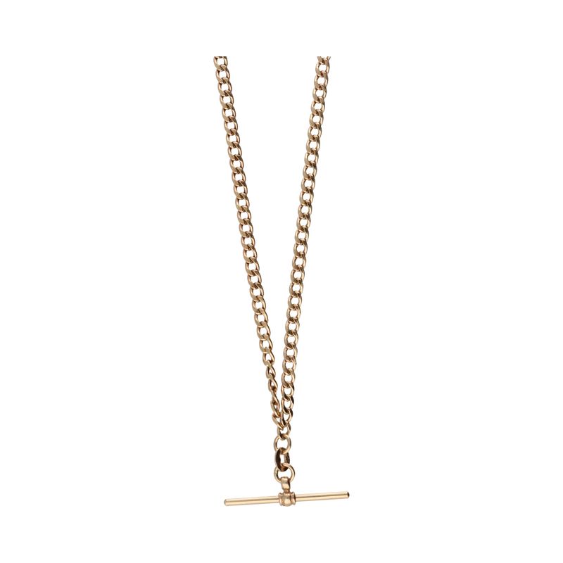 Pre-Owned 9ct Rose Gold Curb T Bar Chain 18inch