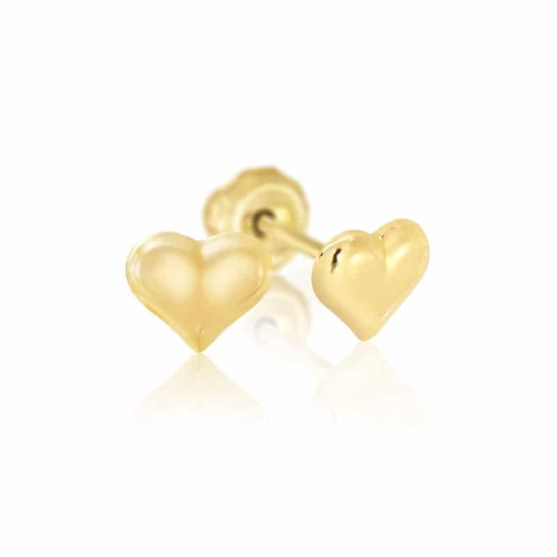 24ct Gold Plated Puff Heart Stud Earrings