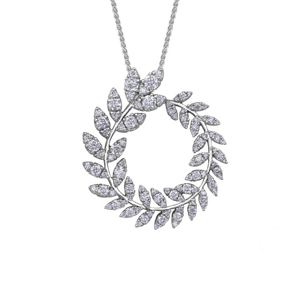 9ct White Gold Diamond Wreath Pendant