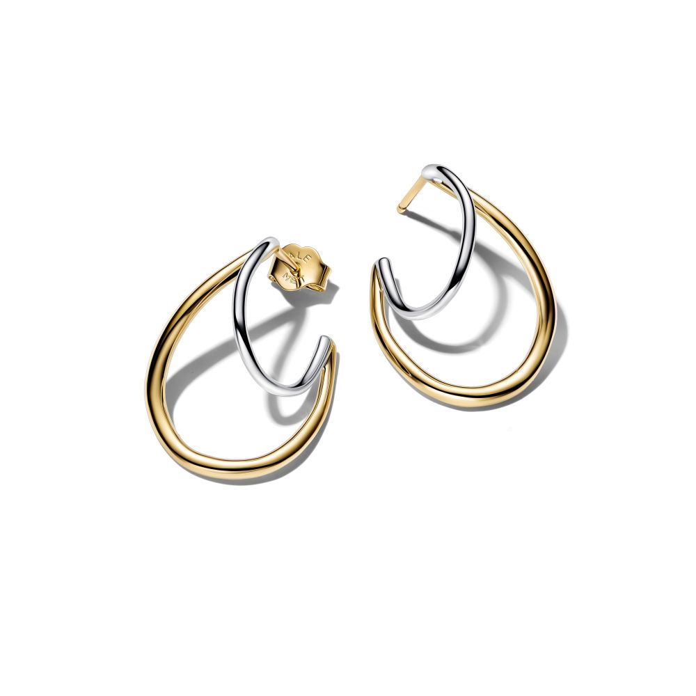 PANDORA Organically Shaped Two-Tone Double Hoop Earrings 264657C00