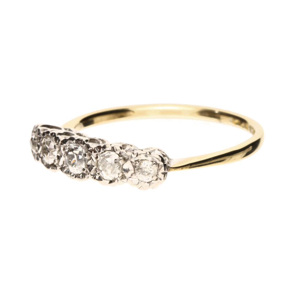 Pre-Owned Palladium & 18ct Yellow Gold 5 Stone Diamond Ring