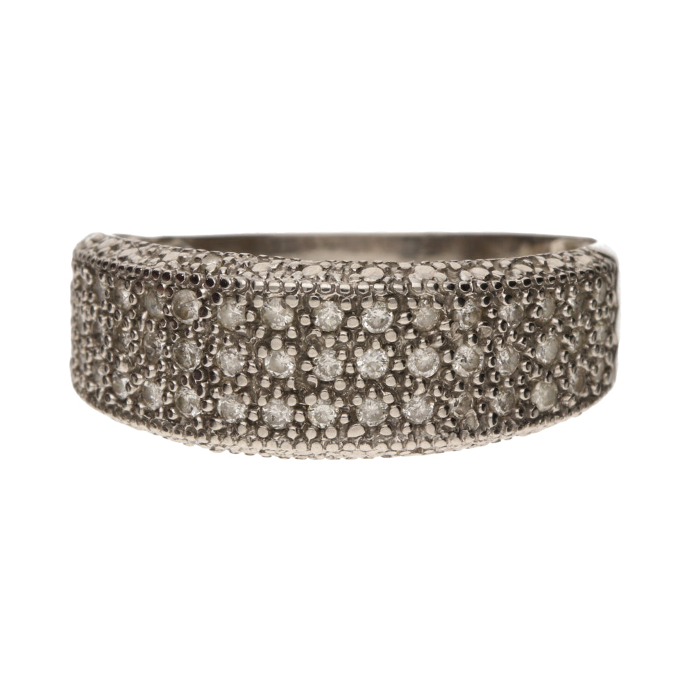 Pre-Owned 9ct White Gold Diamond Pave Cluster Ring