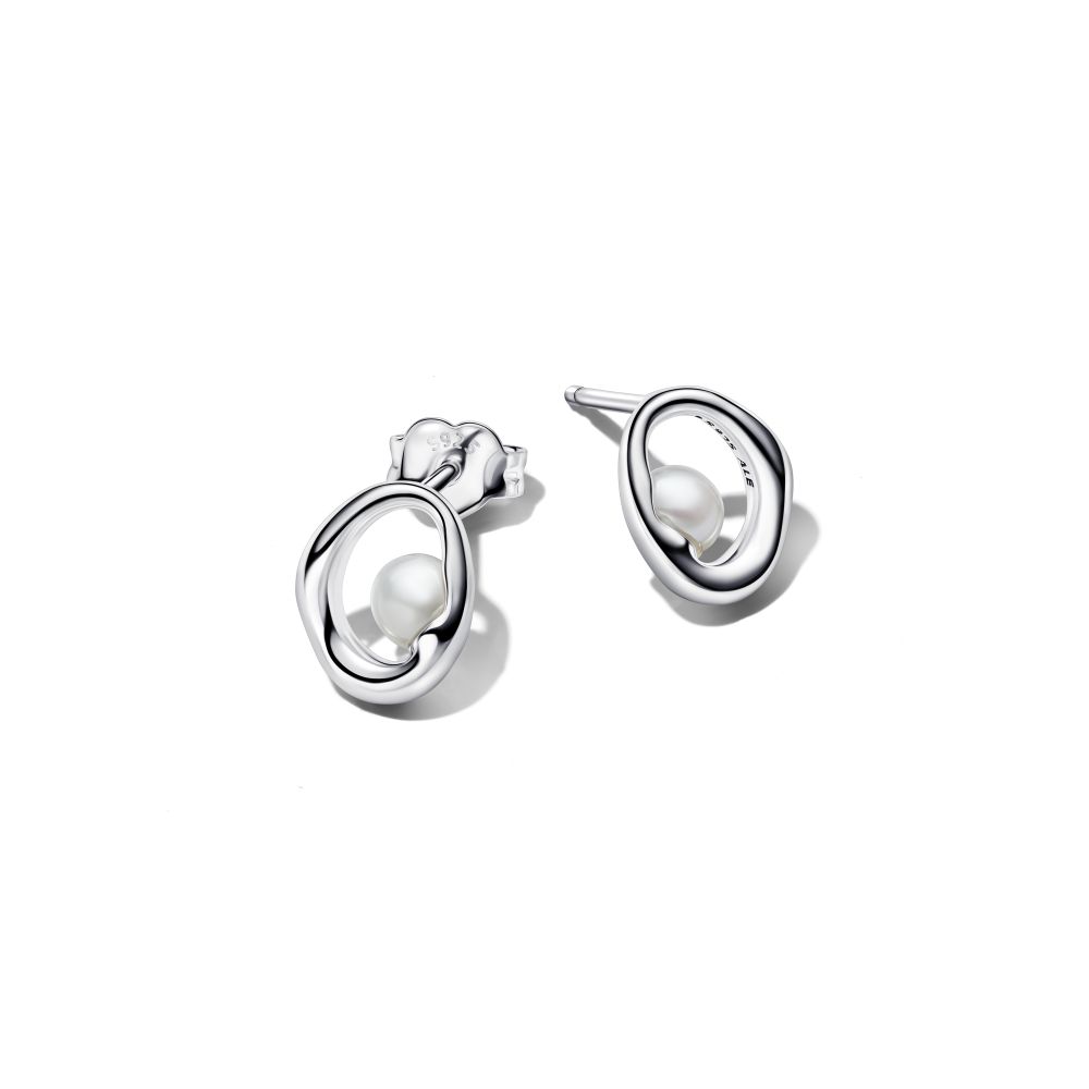 PANDORA Organically Shaped Oval & Treated Freshwater Cultured Pearl Stud Earrings 293295C01