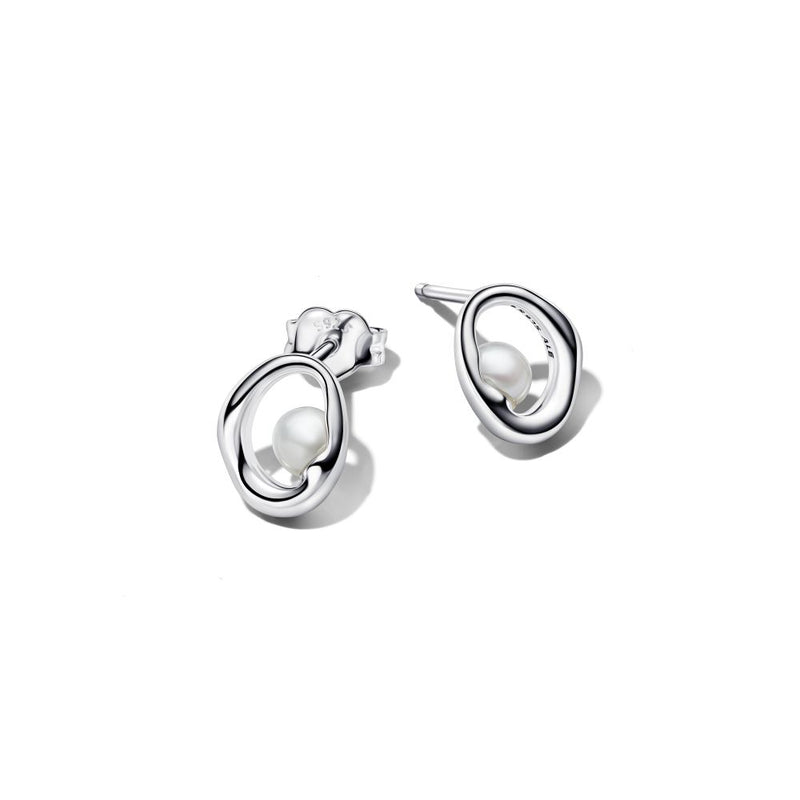 PANDORA Organically Shaped Oval & Treated Freshwater Cultured Pearl Stud Earrings 293295C01