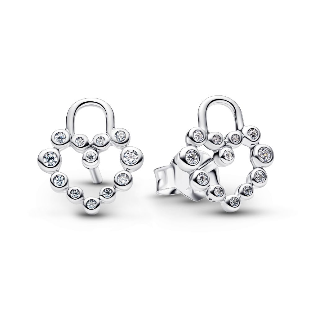 PANDORA Sparkling Heart Padlock Stud Earrings 294419C01