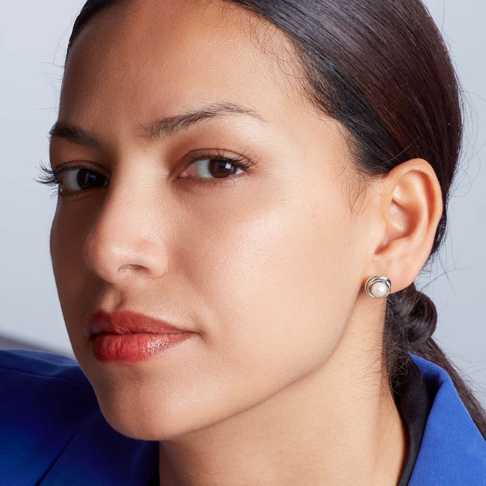 Kit Heath Bevel Trilogy Pearl Stud Earrings 3160FP