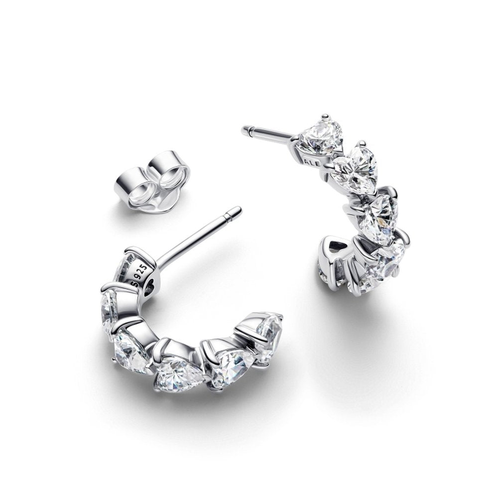 PANDORA Sparkling Hearts Open Hoop Earrings 293657C01 image 1