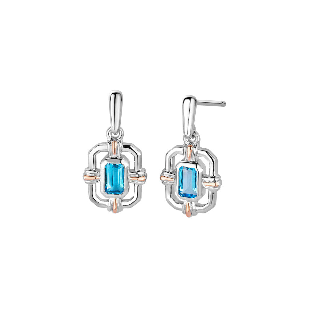Clogau Royal Sterling Silver Gateways Stud Earrings with Swiss Blue Topaz 3SEGW0731