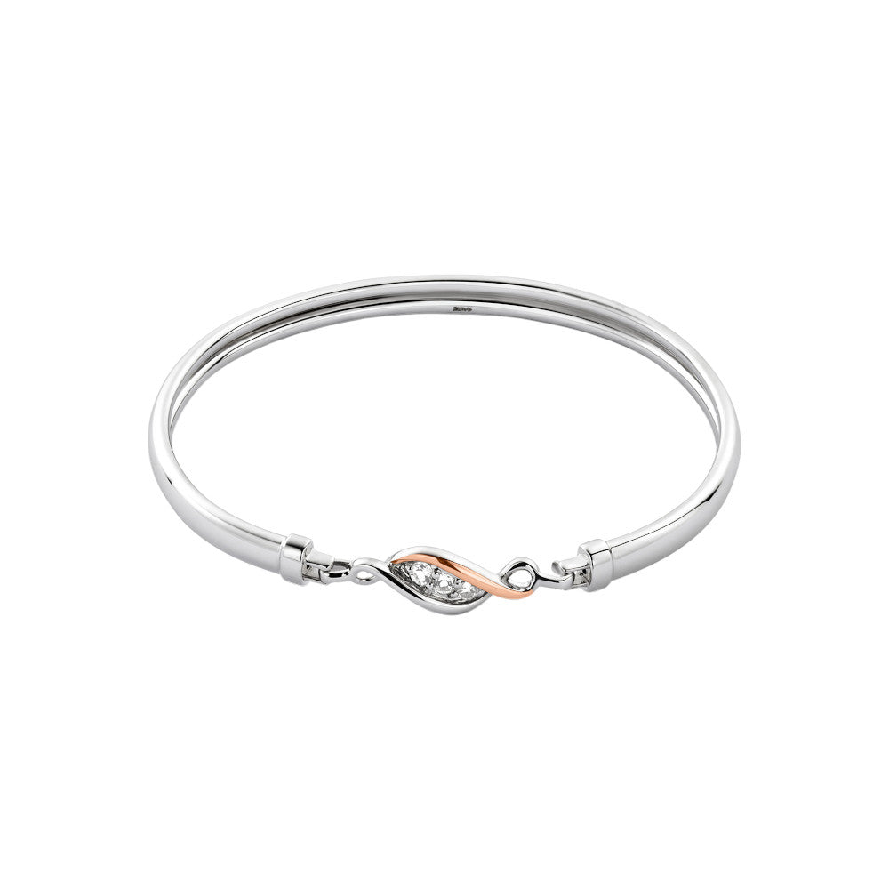 Clogau Past Present Future Sterling Silver Bangle with Topaz 3SPPFBG