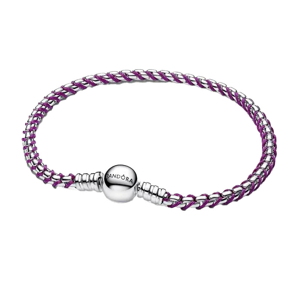 PANDORA Purple Cord Box Chain Bracelet 593816C03