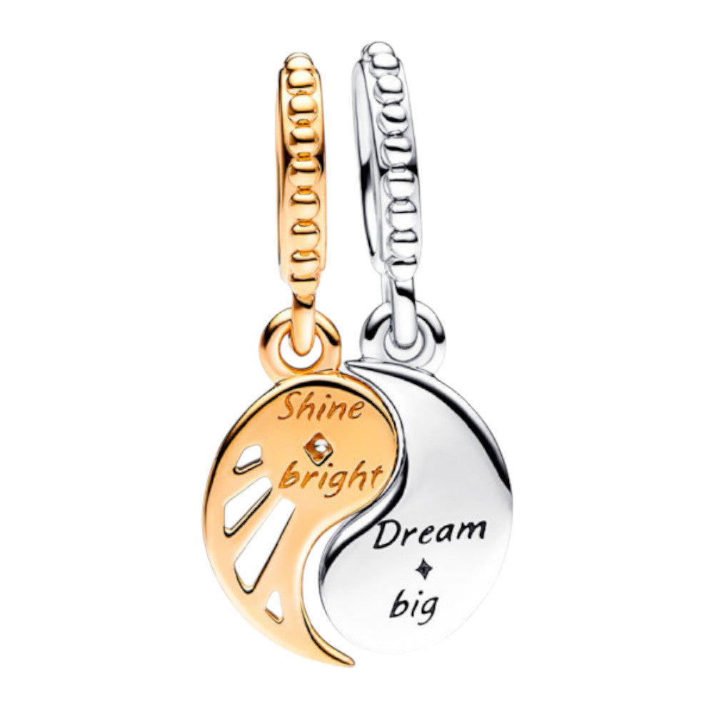 PANDORA Two-tone Splittable Sun & Moon Dangle Charm 762678C01