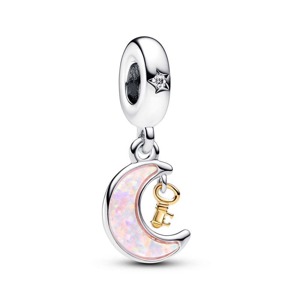 PANDORA Two-tone Key & Moon Dangle Charm 762985C01