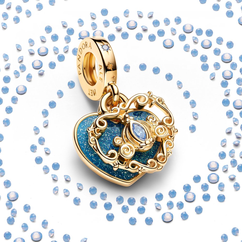 PANDORA Disney Cinderella's Carriage & Heart Double Dangle Charm 763072C01