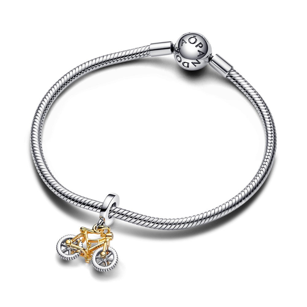 PANDORA Two-tone Spinning Wheels Bicycle Dangle Charm 763354C01