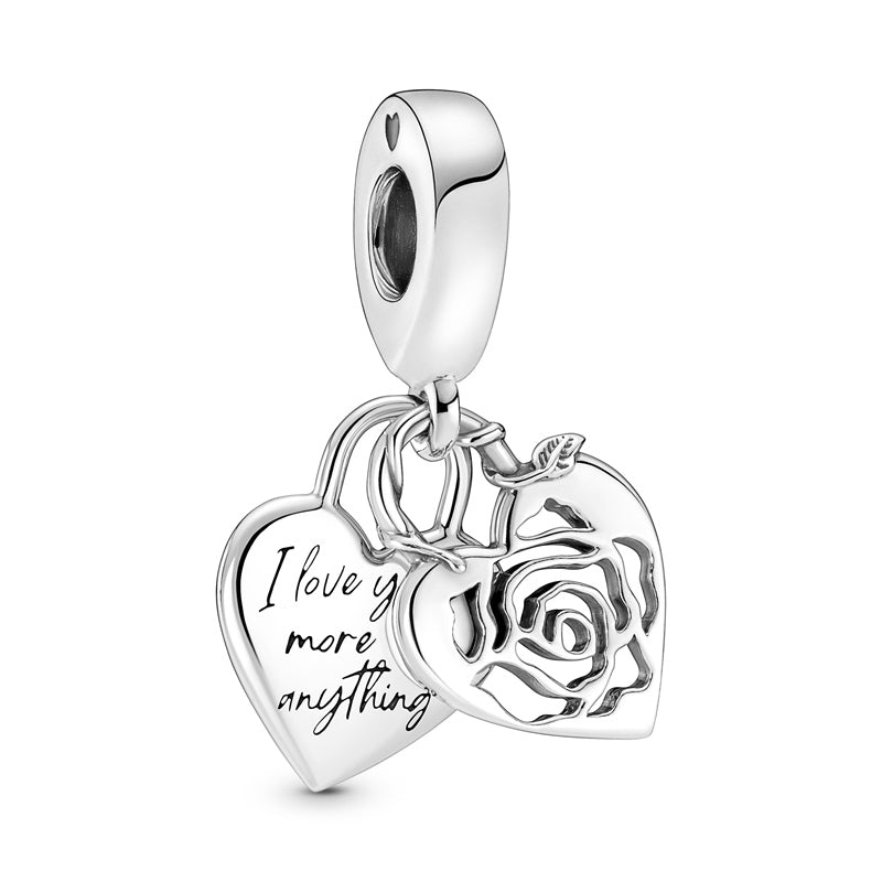 PANDORA Moments Rose Heart Padlock Dangle Charm 790086C00